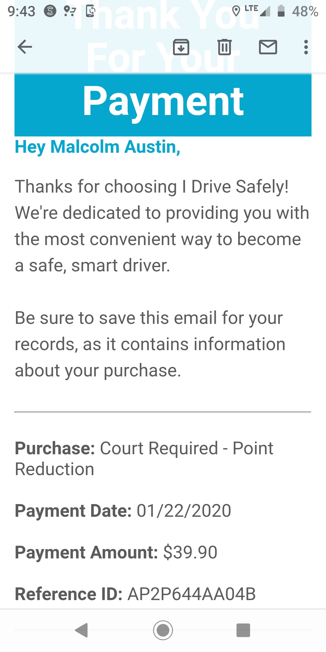 idrive safely number