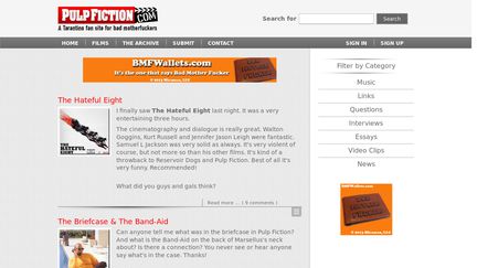 The Pulp Fiction Movie Fan Site